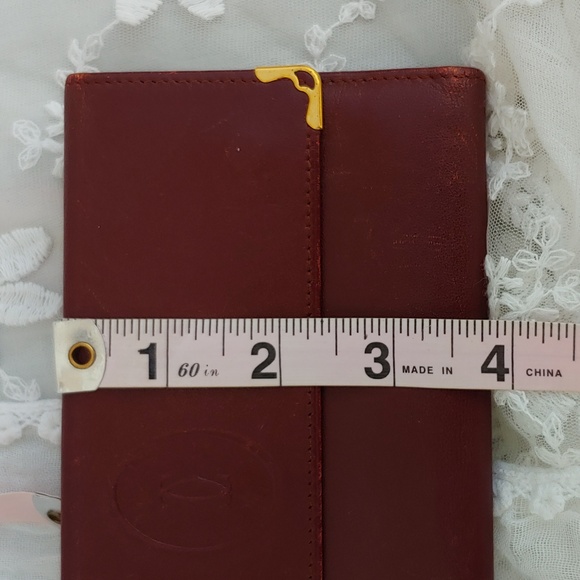 Cartier Kisslock Tri-fold Bordeaux Long Leather Wallet - Picture 9 of 17
